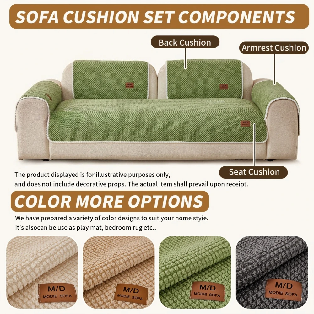 Anti-Slip Sofa Cover with PU Label Decor for Living Room Coush Seat Cover, All Seasons Universal Sofa Slipcover Furniture Towel