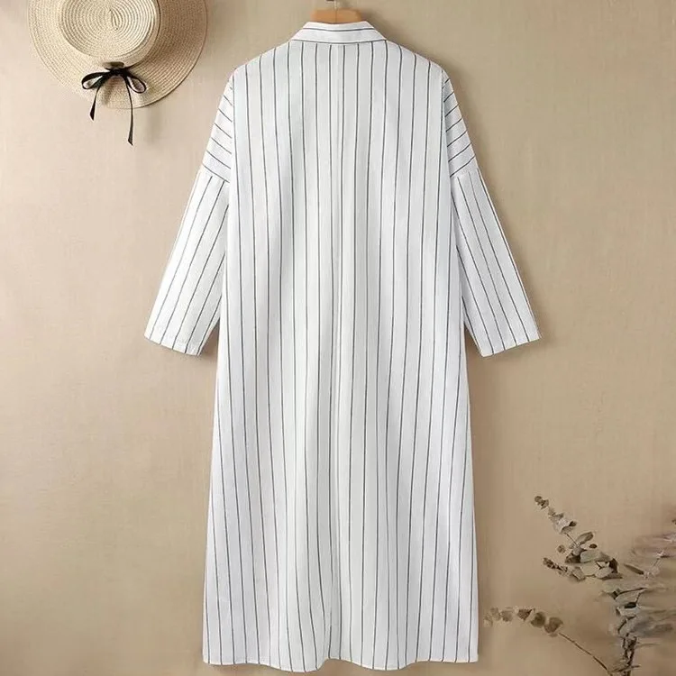 Ele gestreifte lange Dr. offene Strickjacke, lockerer Taillenkragen, lässig, Faion, Herbstkollektion, Einzelstück