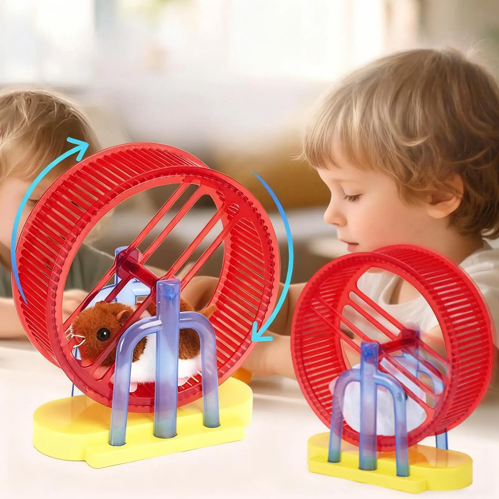 Brinquedos interativos simulação hamster gato brinquedo roda simulação interativa modelo de coelho de pelúcia com suporte exercício roda jogo para