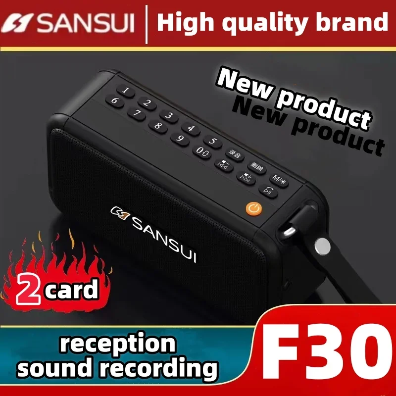 

SANSUI F30 Caixa De Som Bluetooth Portable Stereo Bass Speaker Vintage Bluetooth Speaker Card Mini Plug in Walkman Music Player