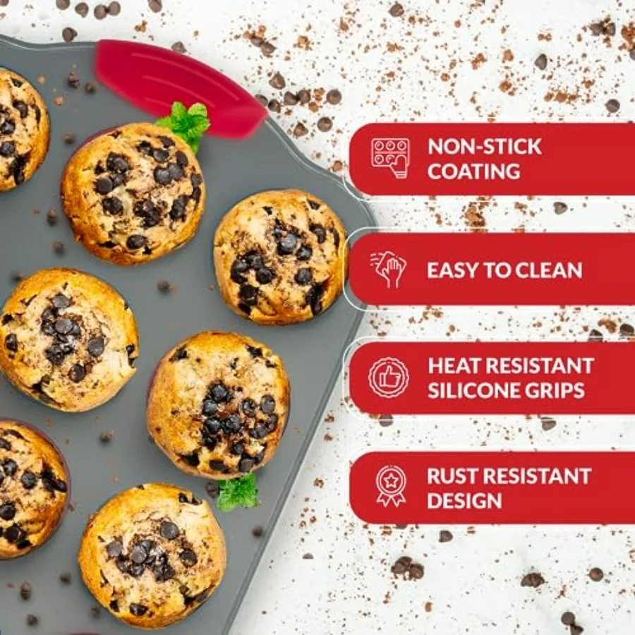 Набор для выпечки Ultimate: антипригарная форма для бананового хлеба, 12-чашковая мини-форма для кексов с силиконовыми вкладышами и 10-дюймовой пружинной формой Prof