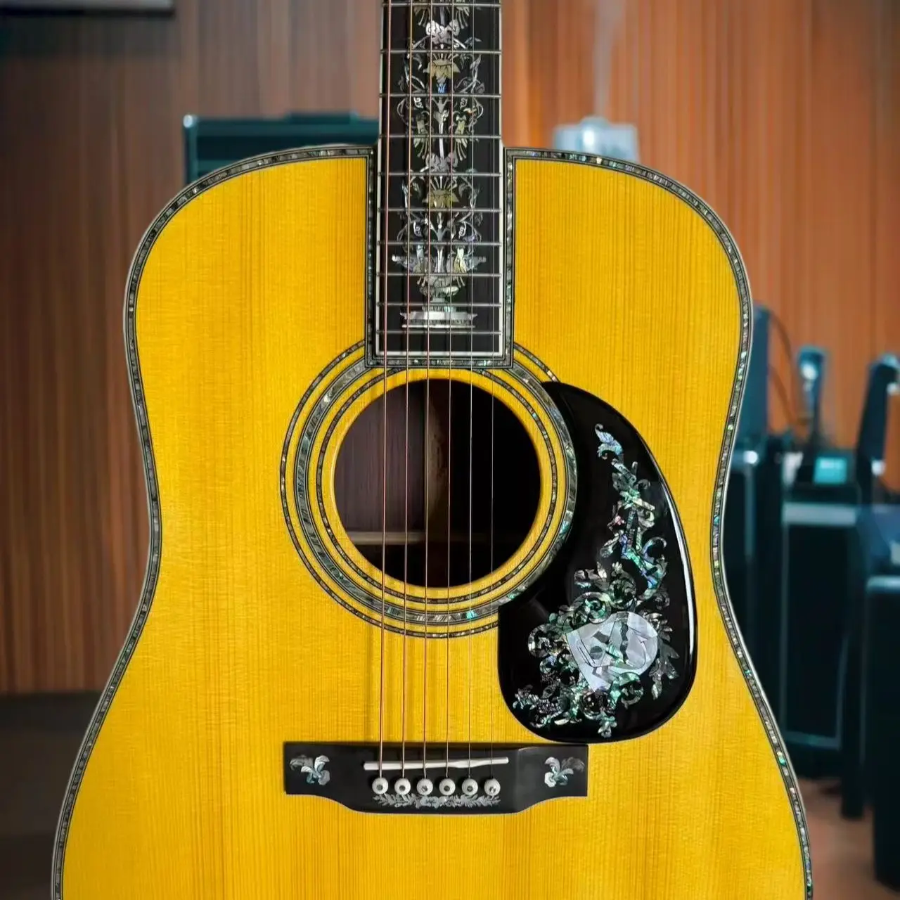41 Inch D100 All-Solid Folk Guitar Spruce Top Ebony Fingerboard with Luxury Abalone Inlay Collector's Edition High-End Guitar