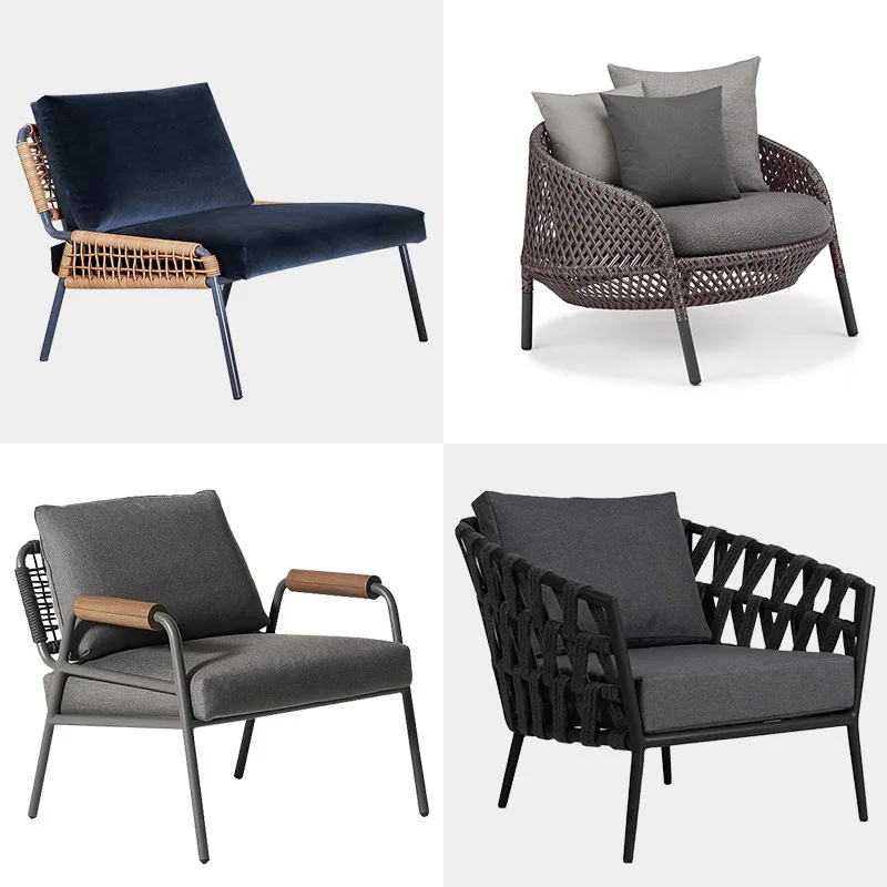 Combinazione di sedie in rattan per il tempo libero dell'hotel con divano da esterno nordico