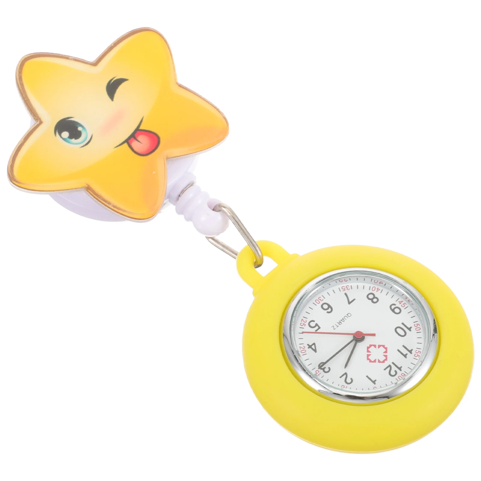 

Nurse Watch Pocket Watches Pendant Small Yellow Silicone Plastic Student Nurses Clip on Chest Watch Decorative Reel Durability