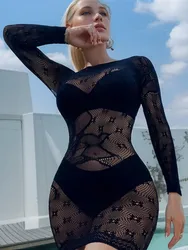 Robe de plage en résille transparente, nouvelle mode, sexy, amissié, jupe courte en filet, tenue de soirée, club, slim, 2024