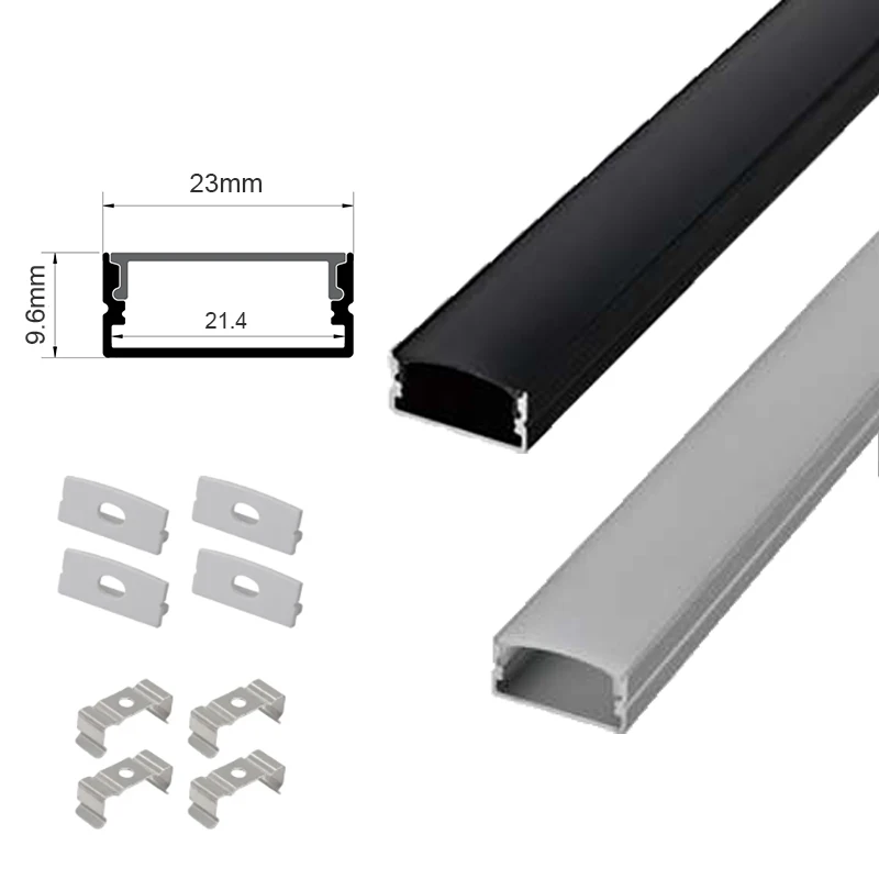 LED Extrusion Strip For 23x9.6mm U Shape Surface Mount Aluminum Profile Cabinet Linear Strip Lights