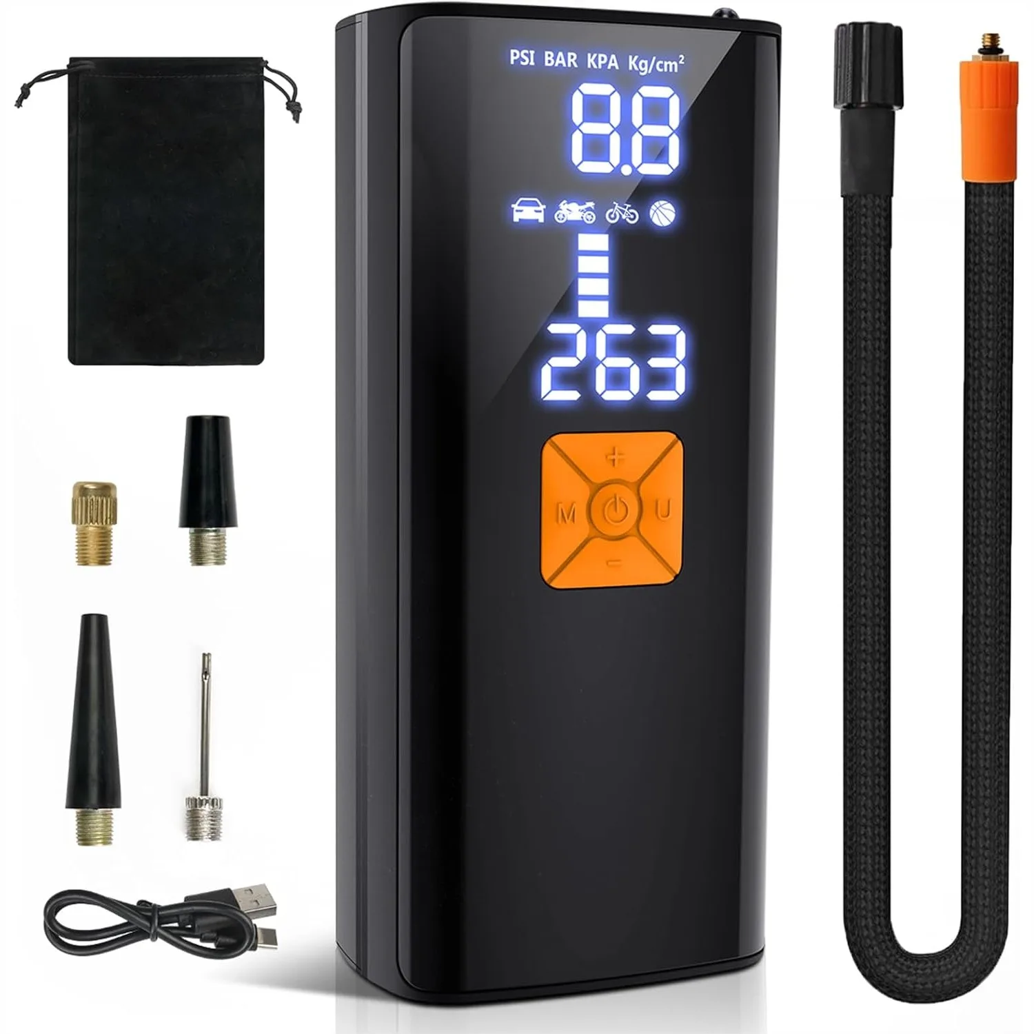 

Portable Tire Inflator Air Compressor with Digital LCD Gauge, Cordless for Car Motorcycle Bike Tires and Balls, Emergency Power