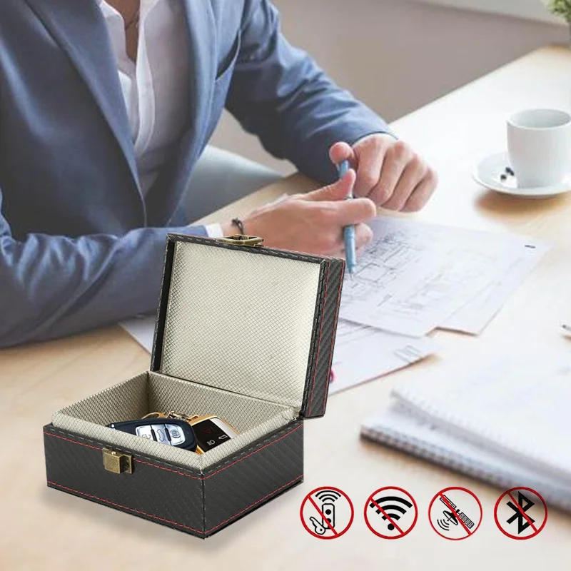 

Car Keyless Signal Blocker Anti-Theft Box Key Fob Protector Radiation-proof Safety Auto Storage Box RFID Bluetooth Shielding Box