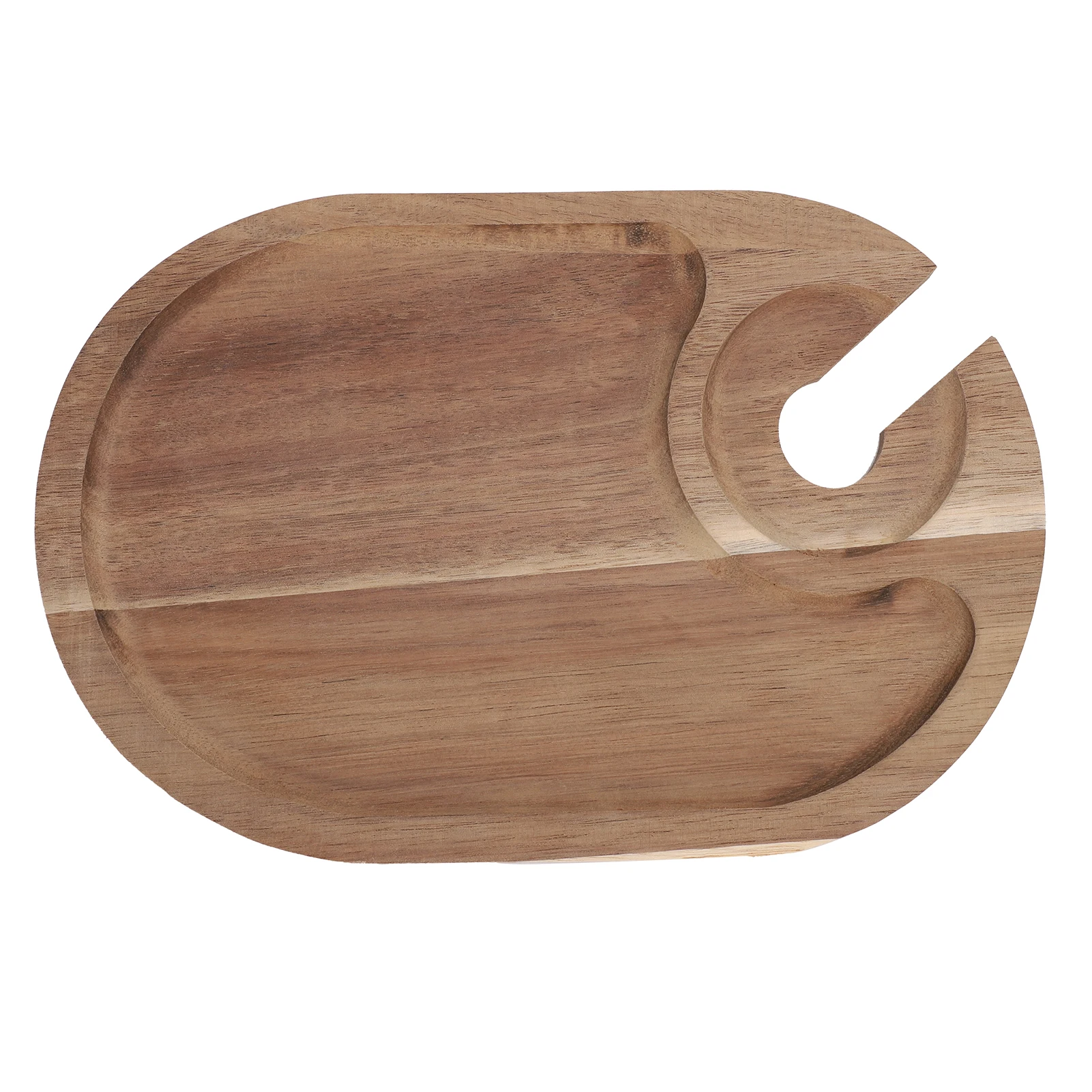 Wooden Wine Appetizer Plate with Glass Holder Cocktail Tray Mini Charcuterie Board for Cheese Snacks Party Entertainment