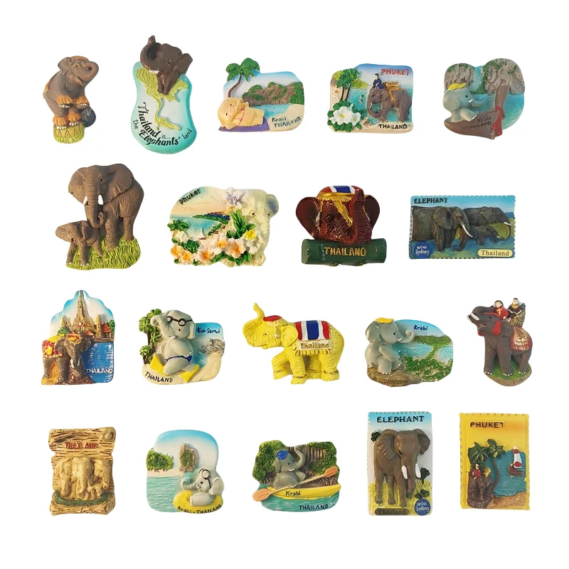 تايلاند، فوكيت، بانجكوك، الفيل، كرابي، مجسمة ثلاثية الأبعاد، هدايا تذكارية للسياحة، لوحة راتينج، ديكور منزلي، مغناطيس الثلاجة #5
