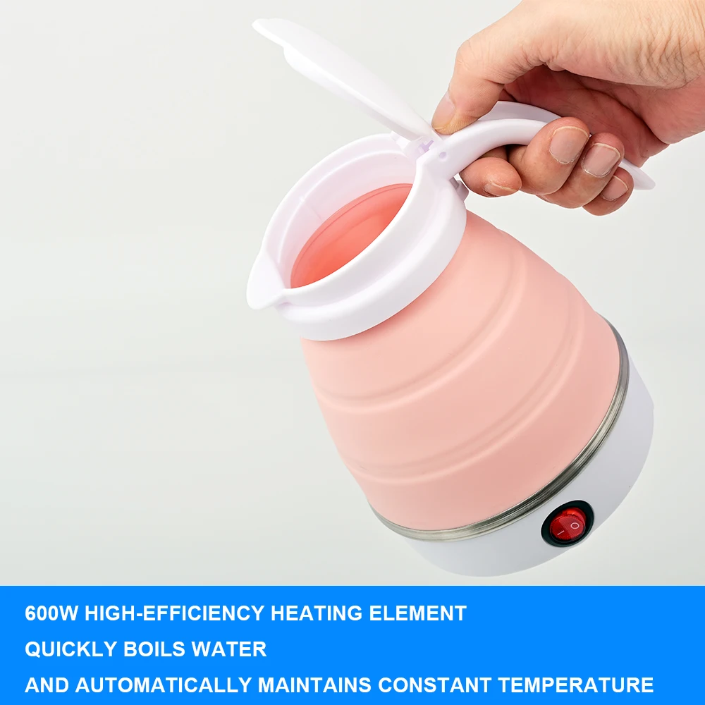 Mini bouilloire pliante 0,6 l, chauffe-eau Portable, bouilloire électrique, chauffe-eau domestique, compression en silicone, facile à voyager