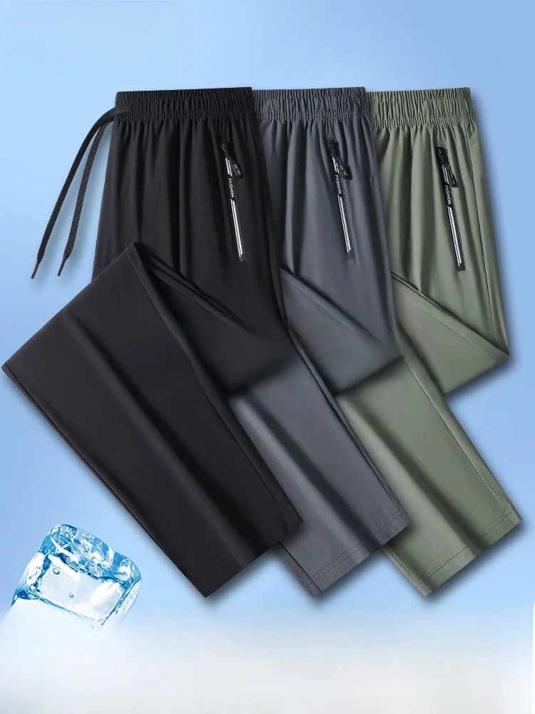 

Ice Silk Straight Leg Men's Summer Lightweight Loose Fit Qui Dry Breathable Casual Sports Pants TUCANO Brand High Waist