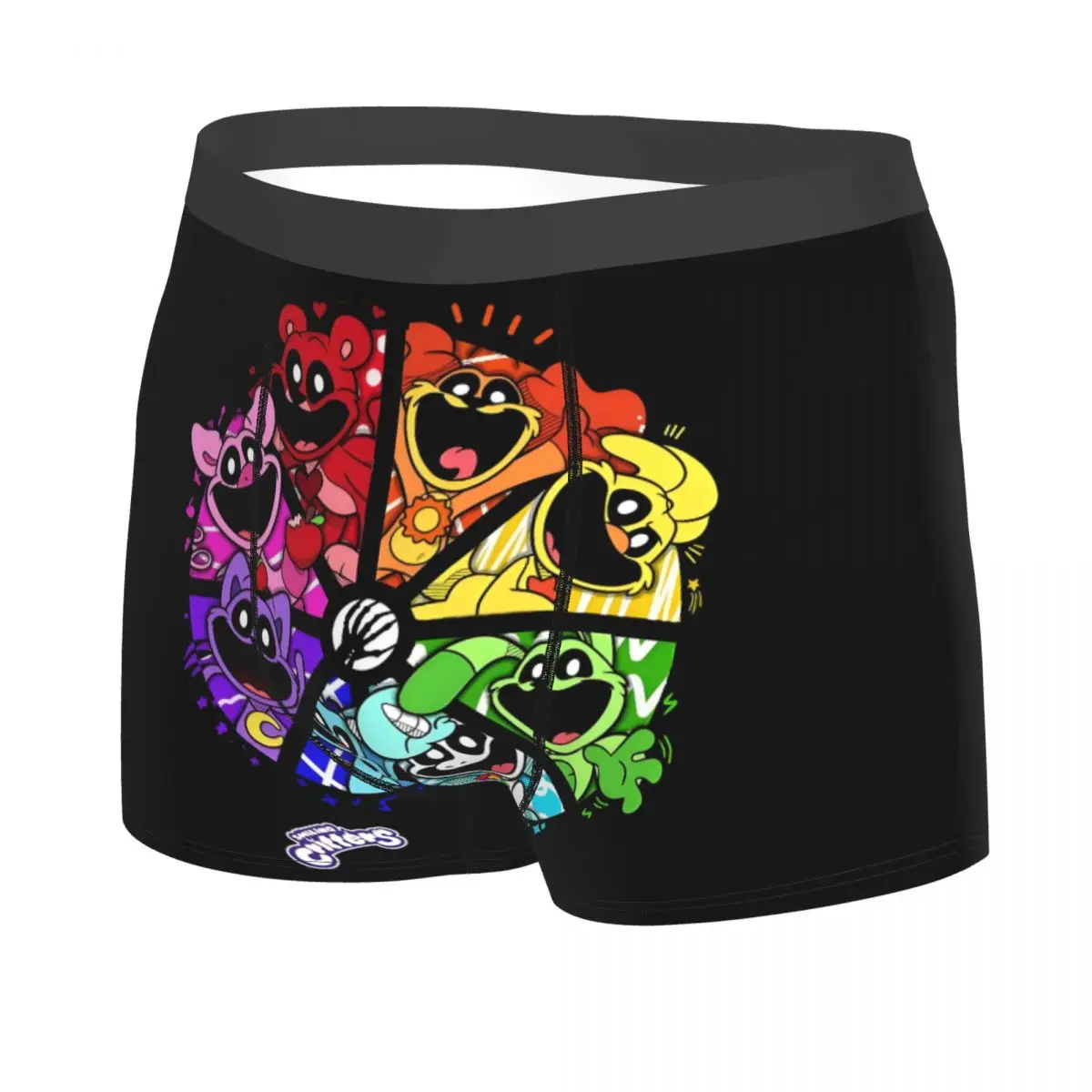 Custom Male Colorful Smiling Big Mouth Critters Group Underwear Scarry Animated Game Boxer Briefs Soft Shorts Panties Underpants