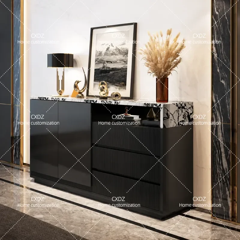Italian Minimalist Entrance Cabinet Villa Living Room Sofa Back Console High End Marble Dining Side Tea Storage Cabinet