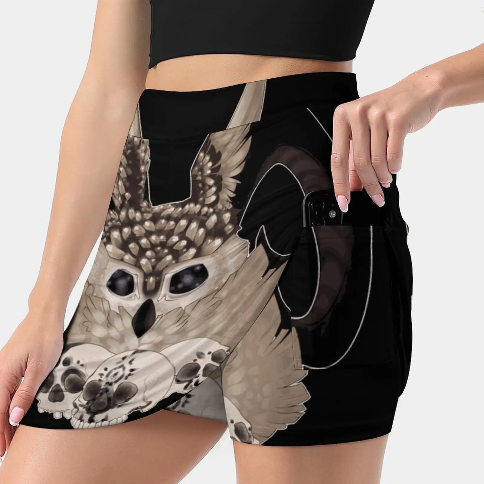 Spector'S Sentinel Women's skirt Y2K Summer Clothes 2022 Kpop Style Trouser Skirt With Pocket Monster Skull Bone Owl Bird Beast