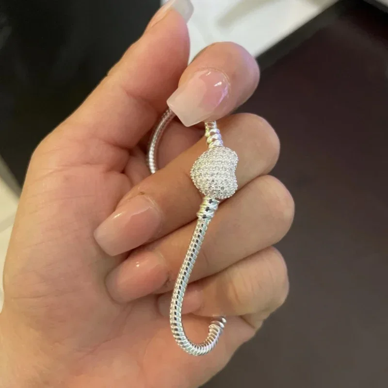 Hot Selling High Quality Authentic 925 Sterling Silver Snake Chain Bracelets Brand Charm Pandor bracelet For Women Jewelry view 3