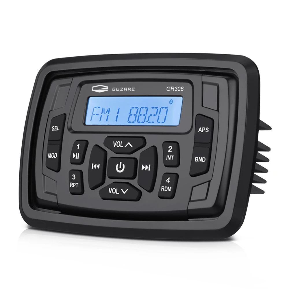 Marine Radio Waterproof Stereo Audio  Media Receiver Car MP3 Player+4Inch Waterproof Speakers+AM FM Antenna For RV ATV Yacht