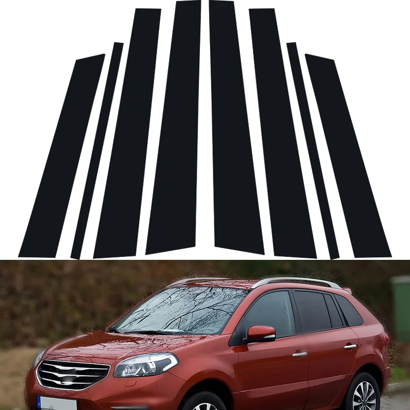 Fit For Renault Koleos QM5 2007-2010 2011 2012 2013 2014 2015 2016 Gloss Black Pillar Posts Door Trim Window Sticker Cover