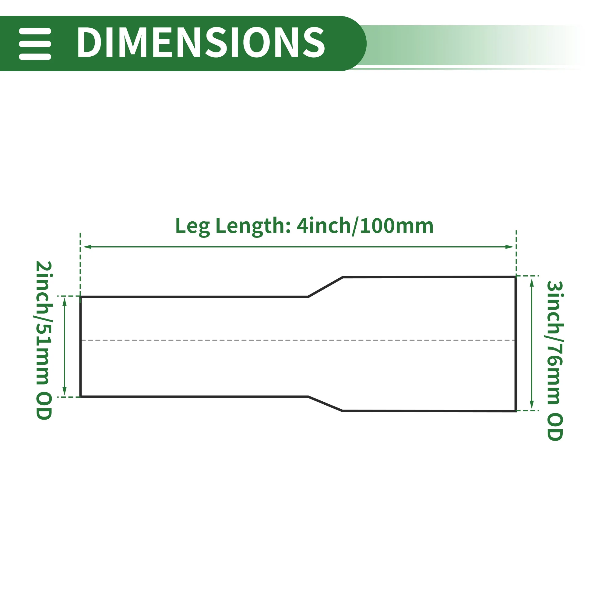 Uxcell Universele Doorn Uitlaat Bocht Elleboog Concentrische Reducer 51mm tot 76mm OD 100/127mm Lengte 201 Roestvrij Stalen Pijp Adapter