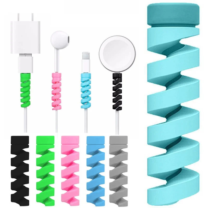 

20pcs Spiral Cable Protector For iphone Silicone Bobbin Winder Wire Cord Organizer Cover USB Charger Cable Cord Protection