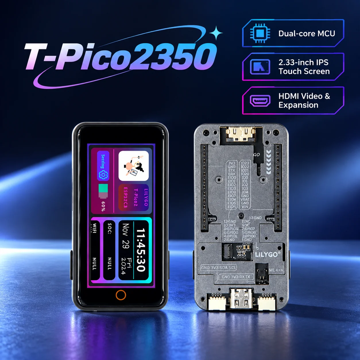 LILYGO T-Pico2350 ESP32-C6 RP2350 Dual Chip Developmemnt Board 2.33