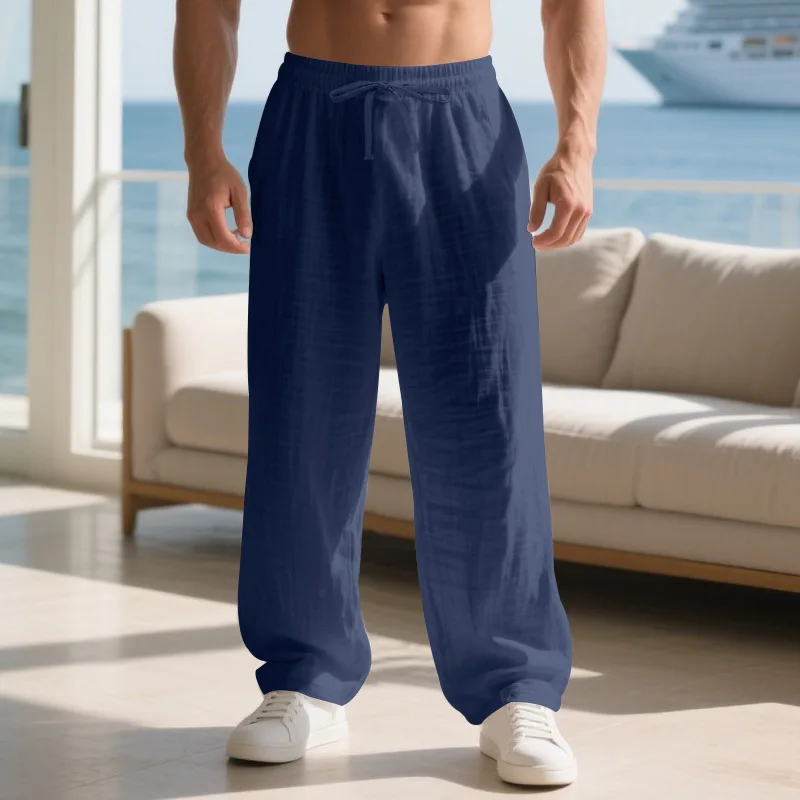 Autumn Loose Men's Casual Home Linen Simple Sports Trousers