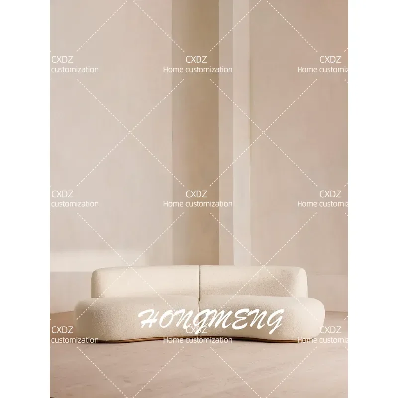Modern Curved Fabric Sofa Wabi Sabi Style Living Room Furniture Unique Shaped Light Luxury Couch for Hotel Homestay