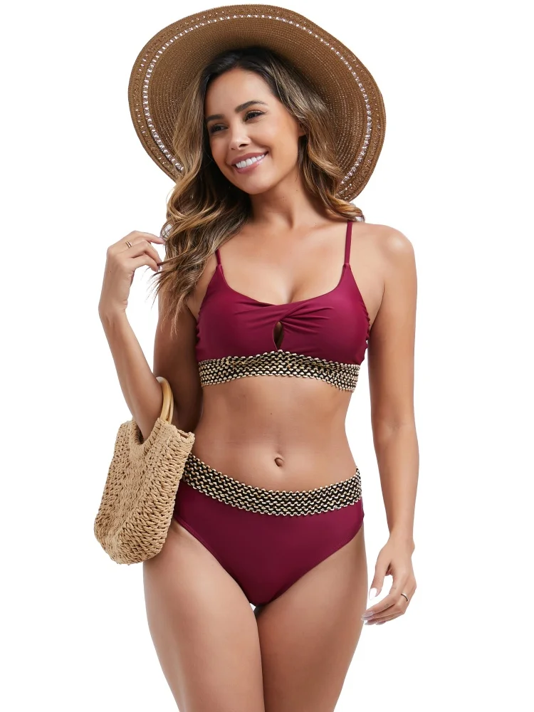 Bikini Women Swimsuit 2025 New Solid Sling Bikinis Set Sexy Hollow Out Swimwear Summer 2 Piece Set Beachwear Bathing Suit Female
