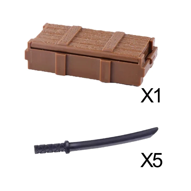 Military MOC Building Block Figure Accessory Weapon Box Kit Bullet Samurai Blade RPG Bazooka Camouflage Mortar Boy Toy Gift K047