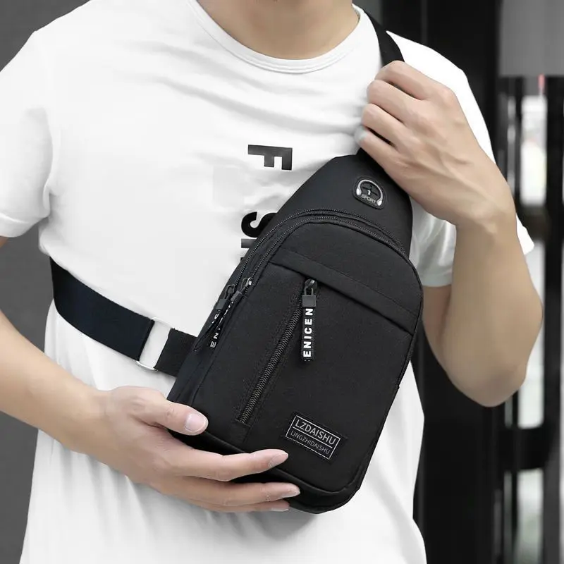 Business Chest Crossbody Bag for Men Storage Male Shoulder Handbag Bag Travel Waist Men's Chest Canvas Storage Sling Bag Purse