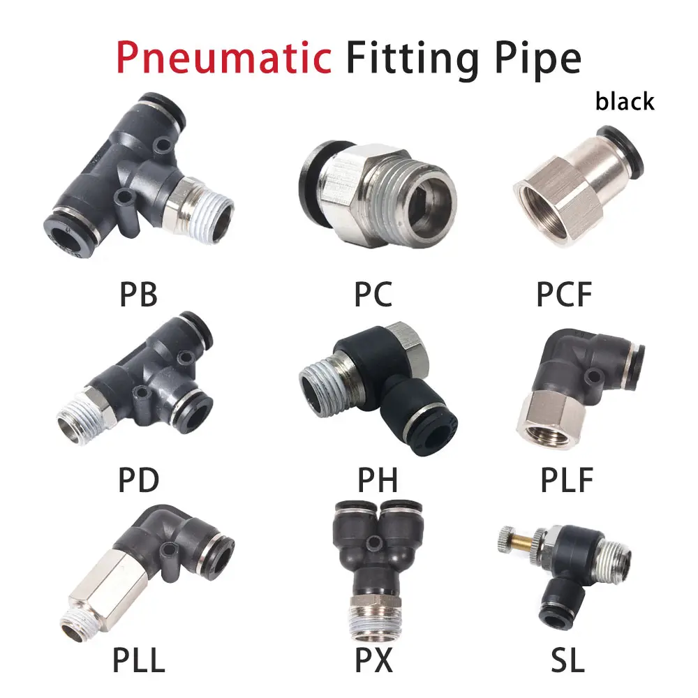 black brass nickel plating Pneumatic Fitting PC PCF PD PH PLF PX SL Pipe Connector Tube Air Quick Fittings Water Push In Hose