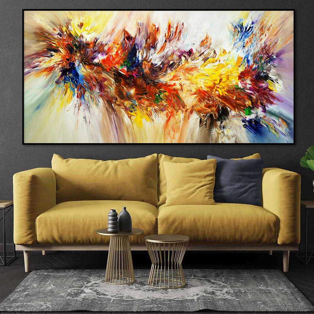 

Large Colorful Abstract Canvas Poster Print Bright Bloom Flower Painting Modern Living Room Home Wall Art Decor Picture Cuadros