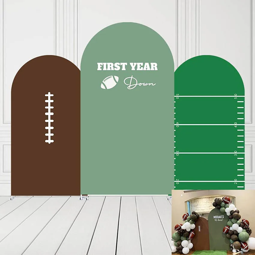 

LS Custom 2-Sided Soccer Football Sports Baseball Kids 1st Birthday Party Cover Chiara Arch Wall Background Decor Backdrop
