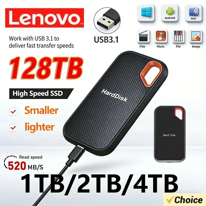 

Внешний мобильный SSD-накопитель Lenovo PS5 E61 2 ТБ, 6 ТБ, 8 ТБ, 256 ТБ USB 3.1 HD для ноутбуков