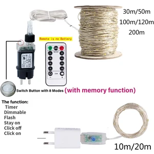 Silver Wire Led String Lights, Fairy Lights, Garland for Outside, Rua, New Year, Garden Party Decoration, 50m, 120m 8 Main Sales Carburetor Datsun 1200 - №2