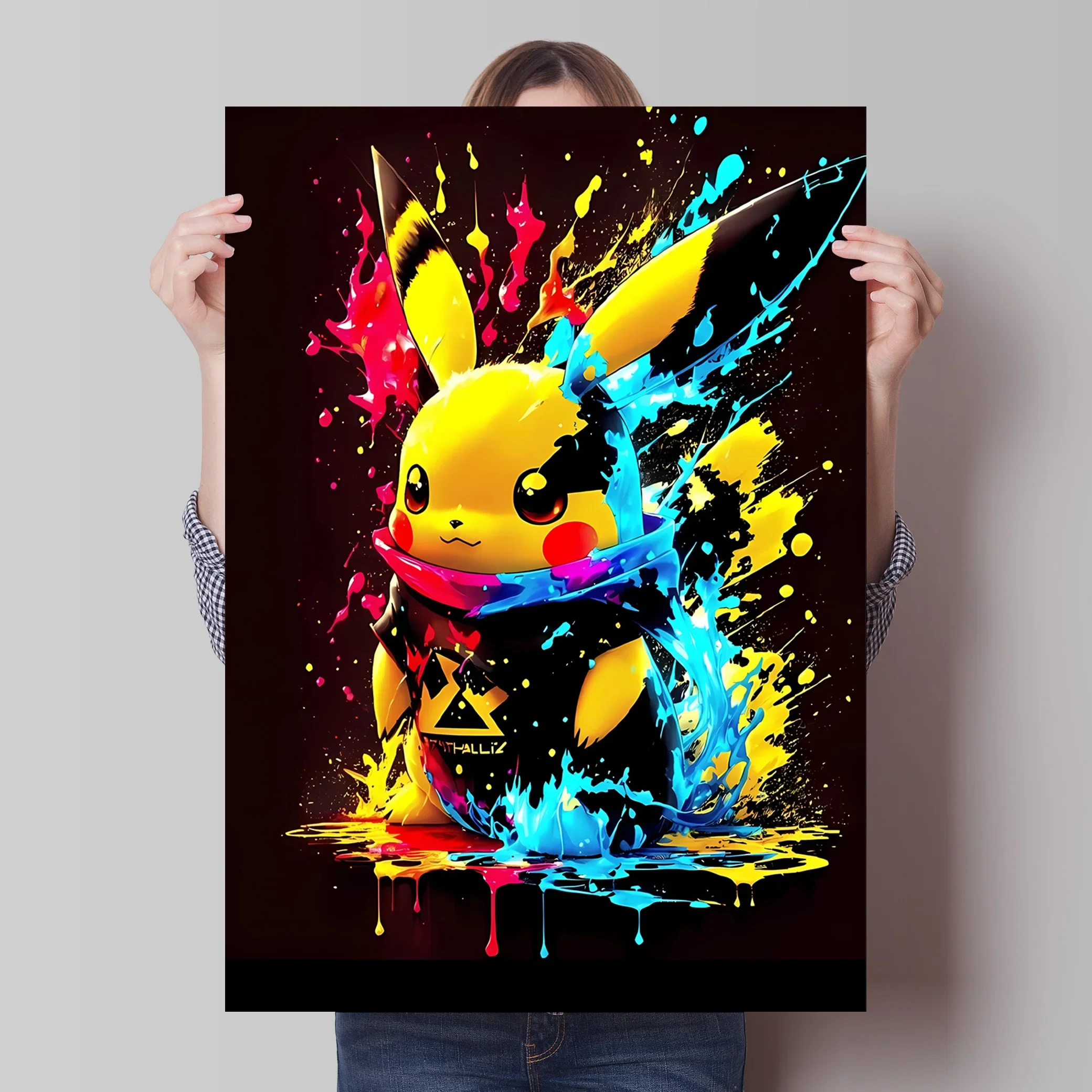 Pokemon Canvas Artwork Painting Picture Poster Pikachu Spray Printing Waterproof Children's Bedroom Decor Kids Action Figures