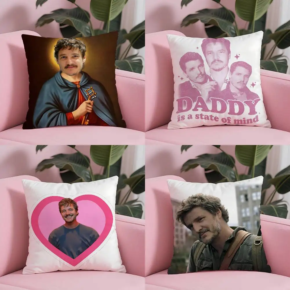 الممثل الساخن P-Pedro Pascal كيس وسادة مكافحة الغبار المخدة غير مرئية سستة حريري قصير أفخم غطاء وسادة أريكة
