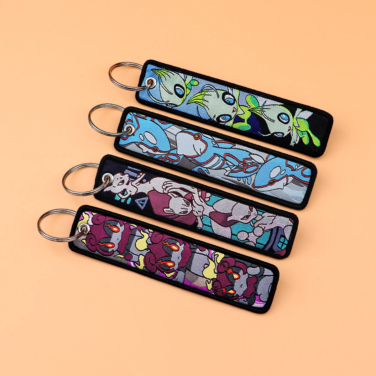 Pokémon  Anime Elf Monsters Keychain for Cars Backpack Key Holders Embroidery Keyrings Key Tag Jet Tag Accessories Gifts 1pcs view 5