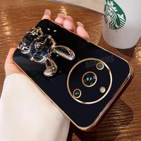 Realme11 Luxury Rabbit Holder Case For Oppo Realme 11 Pro Plus 9 8 10 4g 5g 9i 8i 11pro C35 Plating Silicone Stand Cover Realme9