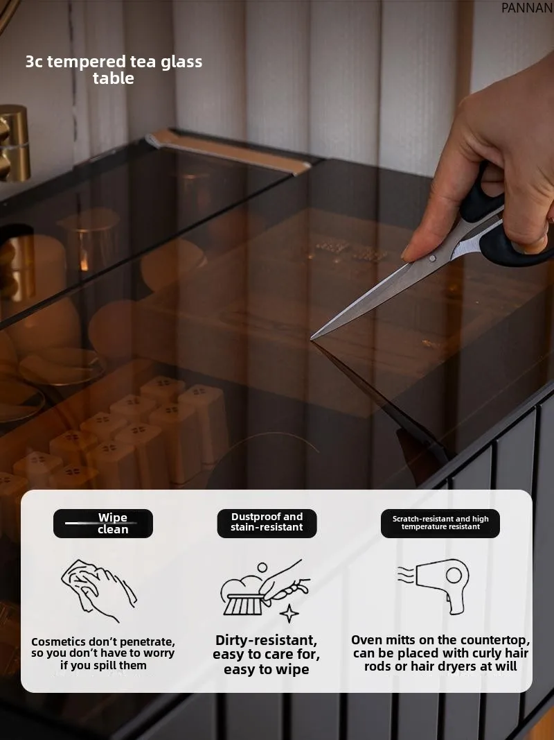 Retro black dresser small bedroom premium makeup table American bedside solid wood makeup table