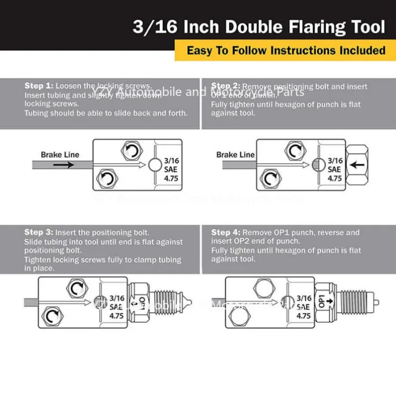 3/16in Brake Pipe Double Flaring Tool Kit Brake Tube Flare Tool 45 Degree Flare for Cars Trucks