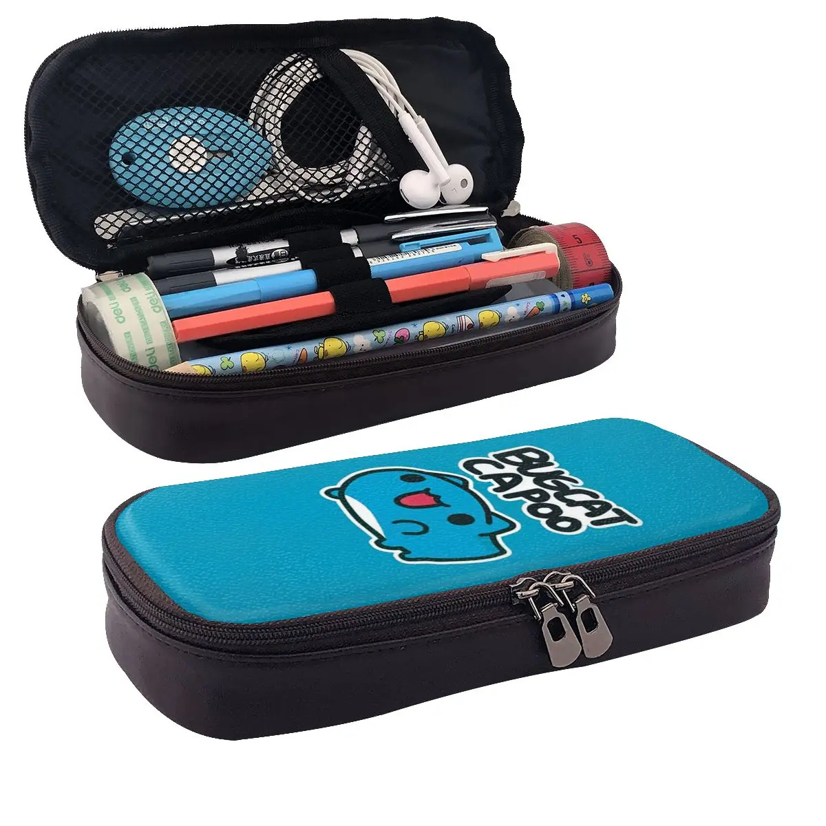 Comic Cat Bugcat Capoo Bug Cat Leather Pencil Case Pen Holder Storage Stationery Supplies Pen Box Pencil Bag for Kids School