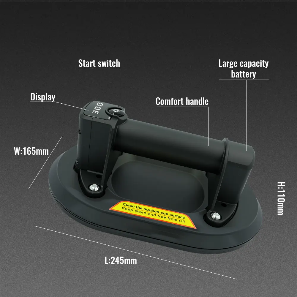 Electric Vacuum Suction Cup 300KG Multi Function Dual Motor One - Key Air Replenish Type - C Multi Surface  Versatile