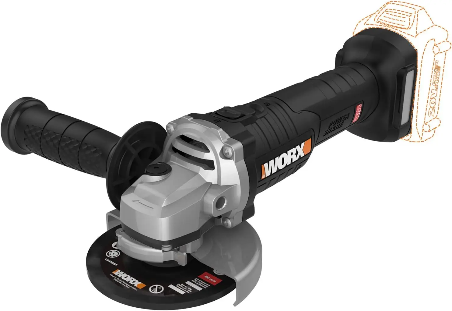 

20V Cordless Angle Grinder with Brushless Motor, 4.5" Tool Only for DIY and Professional Use