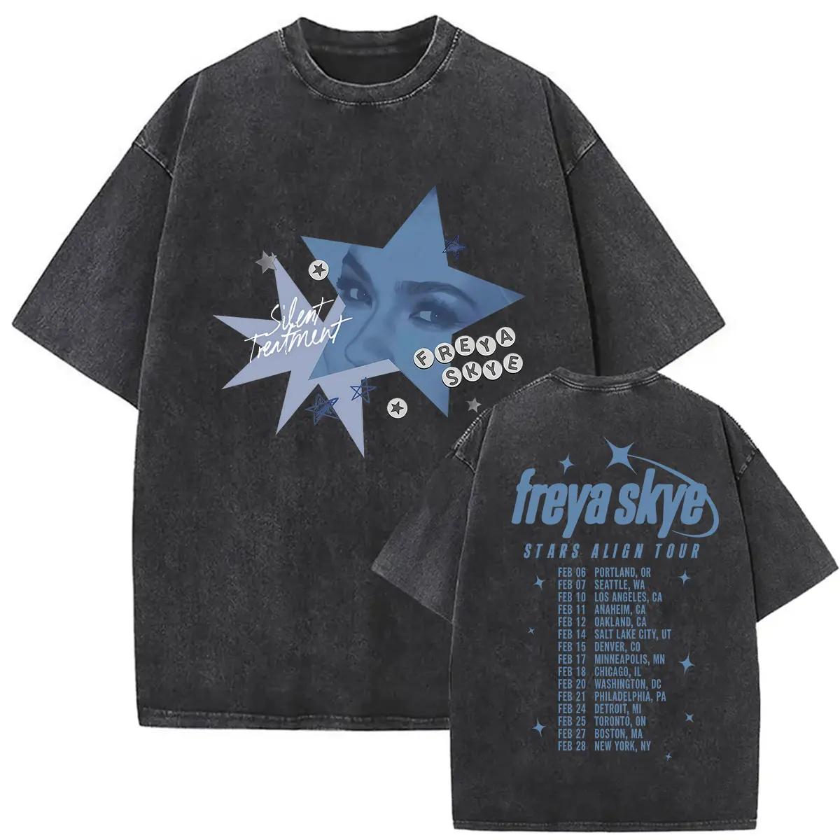 Freya Skye Stars Align Tour 2026 Retro Washed T Shirt Men Women summer High Quality Clothing T-shirt Aesthetic Oversized Tshirts