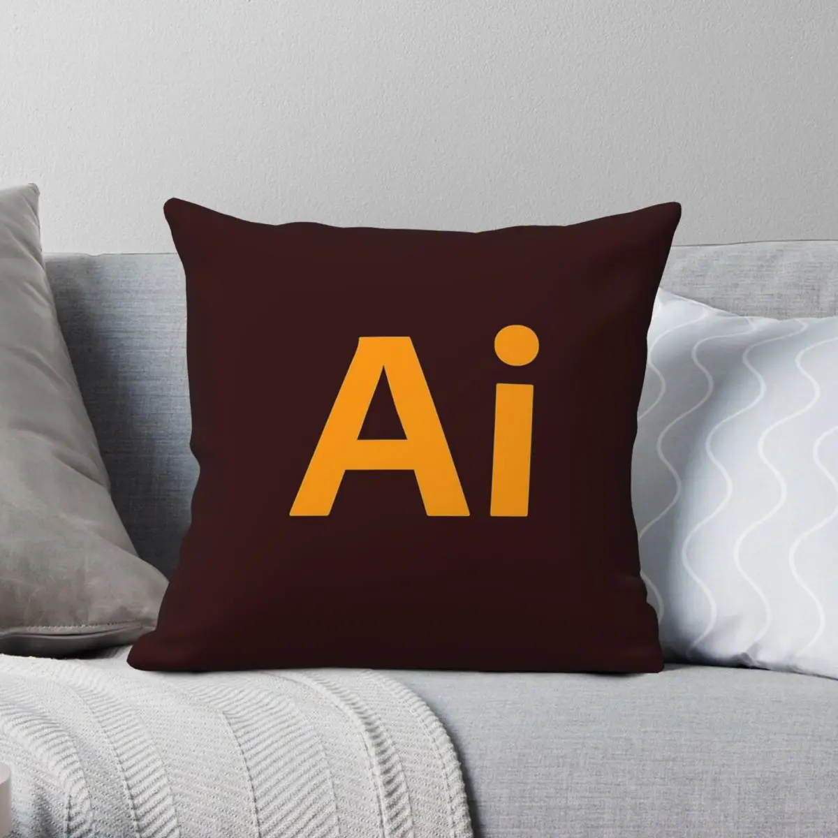 Funda de almohada cuadrada con icono de Adobe Illustrator, funda de almohada decorativa con estampado de terciopelo y lino de poliéster, funda de cojín para cama de 18"