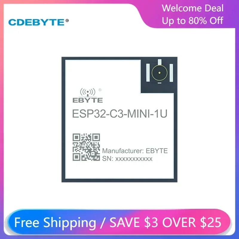 

CDEBYTE ESP32 20 дБм 2,4 ГГц Wifi беспроводной модуль E101-C3MN4-XS UART I/O протокол IEEE802.11b/g/n PCB антенна небольшой модуль