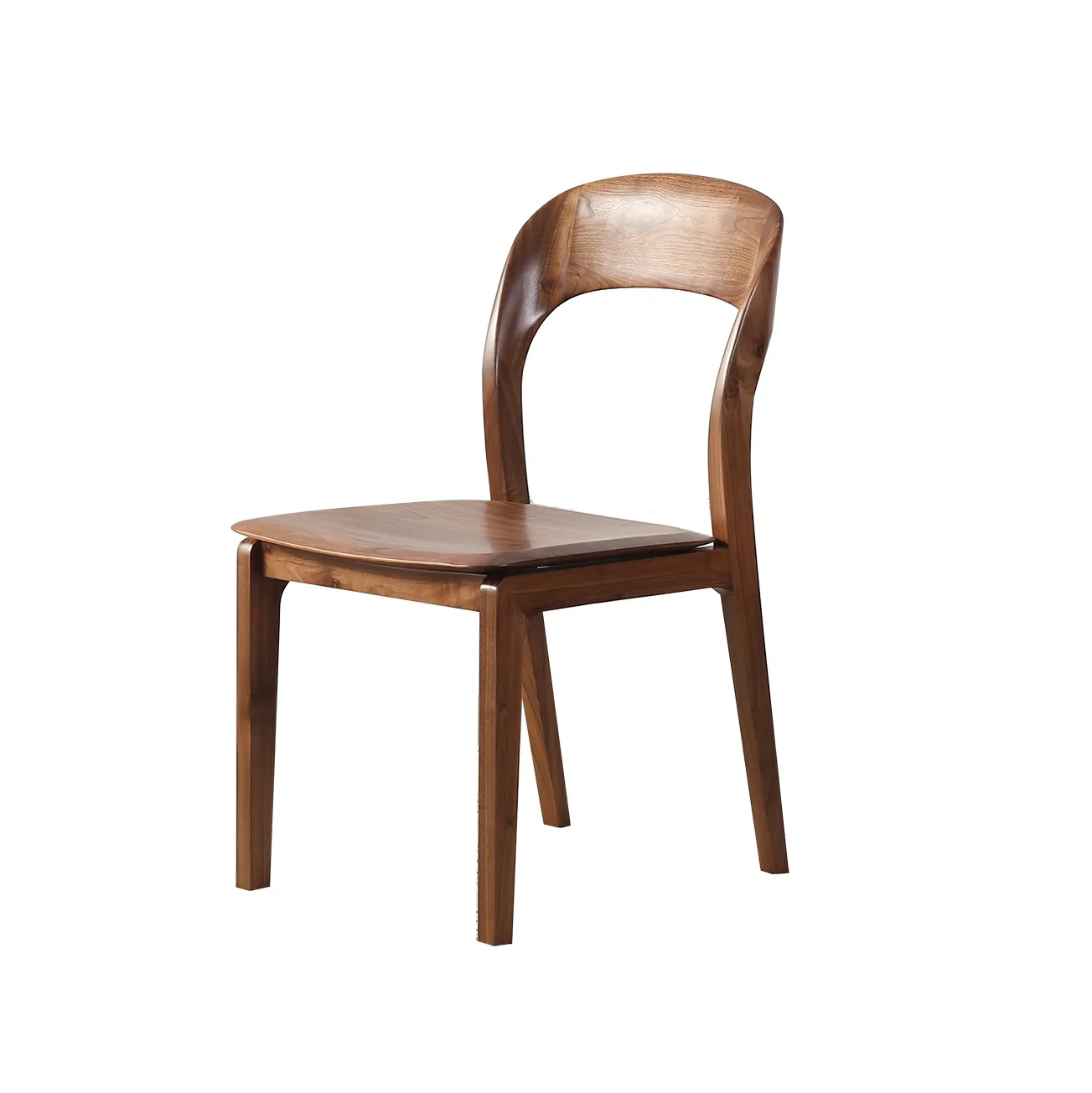 Personalized design all solid wood chair curved back book chair simple and light luxury black walnut dining chair