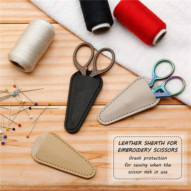 

KYCOR-12 Pcs Scissors Sheath Safety Leather Scissors Cover, 6 Pcs 4 Colors & 6 Pcs 3 Colors