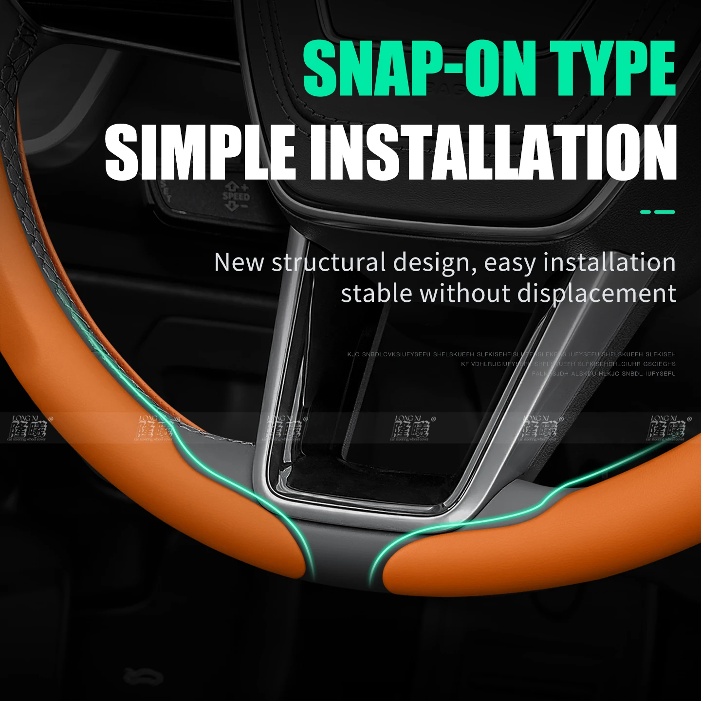 Snap-On Car Steering Wheel Cover, Easy Installation Without Sewing, Luminous Anti-Slip Wear-Resistant Steering Wheel Protector